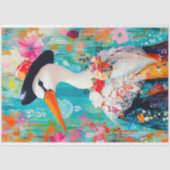 Whimsisches Storch-Dekoupage Seidenpapier (Vorderseite)