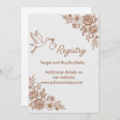 Whimsisches Storch- und Blumenregister Einladung (Vorne/Hinten)