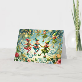 Whimsisches Tanzelf Feiertagskarte