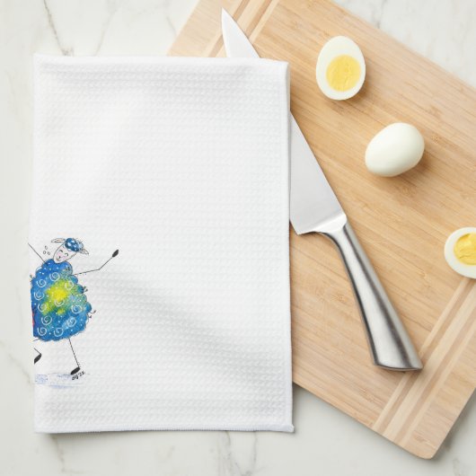 Whimsisches Tanzschaf Geschirrtuch (Viertel Falte)