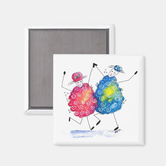 Whimsisches Tanzschaf Magnet (Vorderseite/Rückseite)
