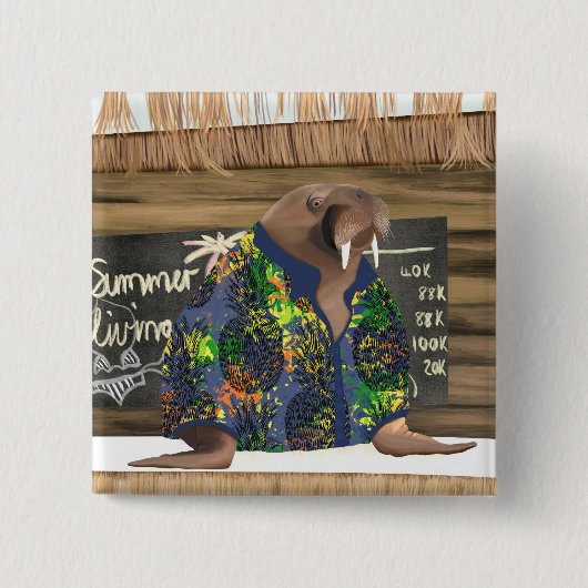 Whimsisches tropisches hawaiianisches marines Lebe Button (Vorderseite)