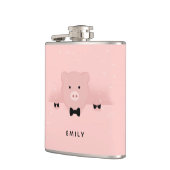 Whimsisches und Extravagantes rosa Schwein Niedlic Flachmann (Links)