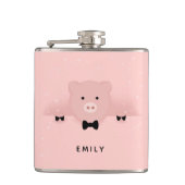 Whimsisches und Extravagantes rosa Schwein Niedlic Flachmann (Vorderseite)