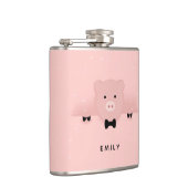 Whimsisches und Extravagantes rosa Schwein Niedlic Flachmann (Rechts)