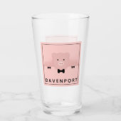 Whimsisches und Extravagantes rosa Schwein Niedlic Glas (Rückseite)