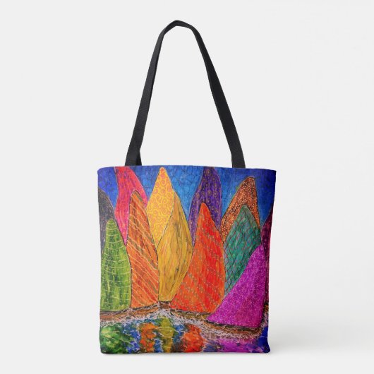 Whimsisches und farbiges Segelboot Tote Bag Tasche (Rückseite)