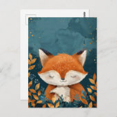 Whimsisches und Niedliches Schlafen Red Fox Postkarte (Vorne/Hinten)