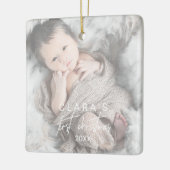 Whimsisches verblasstes Foto Erster Weihnachtsplat Keramikornament (Links)