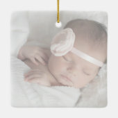 Whimsisches verblasstes Foto Erster Weihnachtsplat Keramikornament (Rückseite)