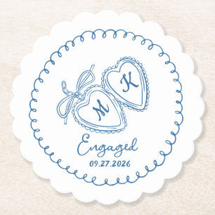 Whimsisches verlobtes Paar Blaue Herzen Trendy Doo Untersetzer