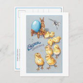 Whimsisches Vintages Chicken und Osterhase Postkarte (Vorne/Hinten)