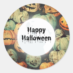 Whimsisches Vintages Halloween Pumpkin Runder Aufkleber