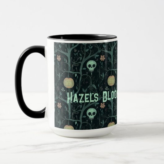 Whimsisches Vintages Halloween Skull & Pumpkin Cus Tasse (Links)