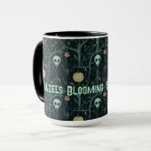 Whimsisches Vintages Halloween Skull & Pumpkin Cus Tasse (Vorderseite Links)