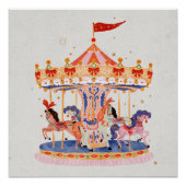 Whimsisches Vintages Karussell Poster (Vorderseite)