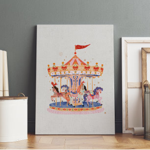 Whimsisches Vintages Karussell Poster