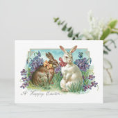 Whimsisches Vintages Ostergebüsch mit Bögen Feiertagskarte (Stehend Vorderseite)