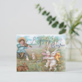 Whimsisches Vintages Tanzen OsterBunnies Postkarte (Stehend Vorderseite)