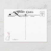 Whimsisches Vintages Tanzen OsterBunnies und Kind Postkarte (Rückseite)