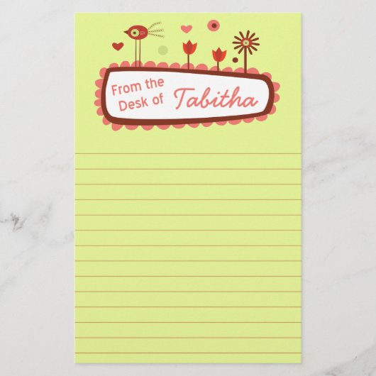 Whimsisches Vogelgeschoss Briefpapier (Vorderseite)