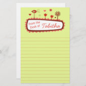 Whimsisches Vogelgeschoss Briefpapier (Vorne/Hinten)