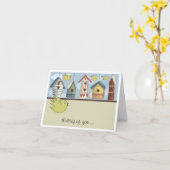 Whimsisches Vogelhaus Notecard Karte (Gelbe Blume)