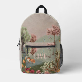 Whimsisches Waldland Szene farbiger Bleistift Bedruckter Rucksack