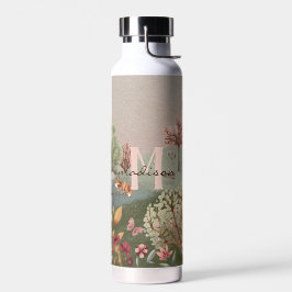 Whimsisches Waldland Szene farbiger Bleistift Trinkflasche