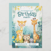 Whimsisches Waldtier Geburtstag einladen Einladung (Vorne/Hinten)