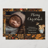 Whimsisches Waldwald Weihnachtsfest Foto Feiertagskarte (Vorne/Hinten)