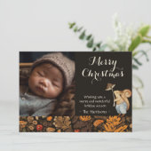 Whimsisches Waldwald Weihnachtsfest Foto Feiertagskarte (Stehend Vorderseite)