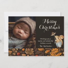 Whimsisches Waldwald Weihnachtsfest Foto Feiertagskarte