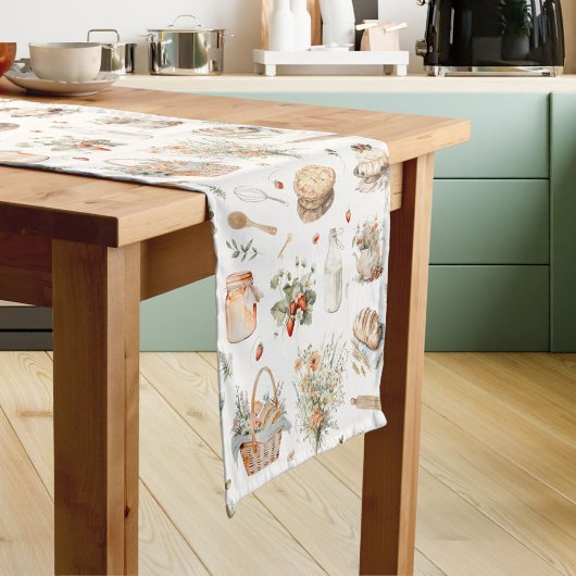 Whimsisches Wasser Flora Erdbeerland Kurzer Tischläufer