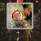 Whimsisches Wasserfarben Erstes Weihnachtsfest Fot Ornament Aus Glas