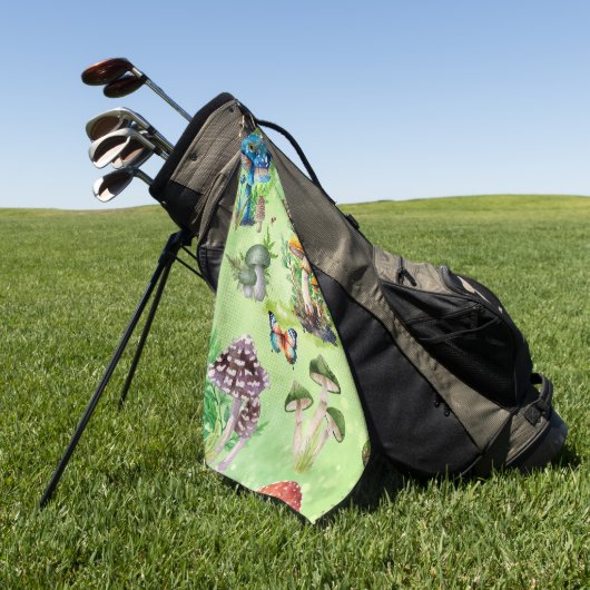 Whimsisches Wasserfarben Pilzgarten Golfhandtuch (Gras)