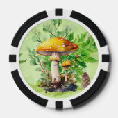 Whimsisches Wasserfarben Pilzgarten Pokerchips (Vorderseite)