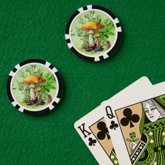 Whimsisches Wasserfarben Pilzgarten Pokerchips (Pokertisch (doppelt))