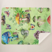 Whimsisches Wasserfarben Pilzgarten Sherpadecke (Vorderseite (Horizontal))