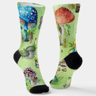 Whimsisches Wasserfarben Pilzgarten Socken