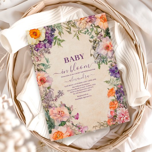 Whimsisches Wasserfarbenfloral Einladung