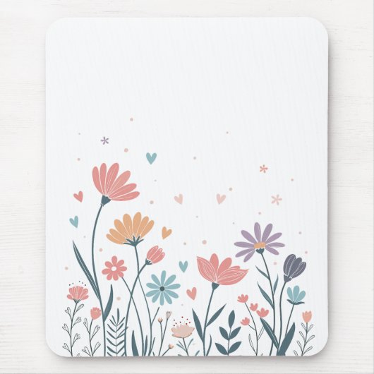 Whimsisches Wasserfarbenfloral Mousepad (Vorne)