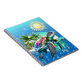 Whimsisches WasserfarbenflorenmeerschildkrötenNote Notizblock (Rechte Seite)