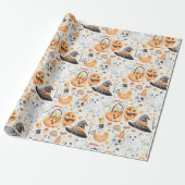 Whimsisches WasserfarbenHalloween Geschenkpapier (Ungerollt)