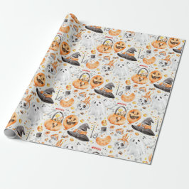 Whimsisches WasserfarbenHalloween Geschenkpapier