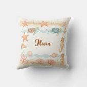 Whimsisches Watercolor-Baby-Sea-Lebewesen Kissen (Rückseite)