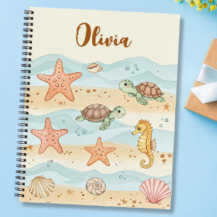Whimsisches Watercolor-Baby-Sea-Lebewesen Notizblock