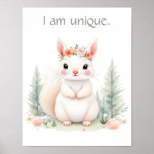 Whimsisches Watercolor Baby White Squirrel Woodlan Poster