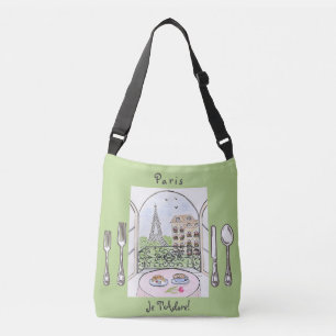 Whimsisches Watercolor Paris Eiffelturm-Besteck Tragetaschen Mit Langen Trägern