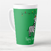Whimsisches Weihnachten Zebra auf Grün Milchtasse (Linke Ecke)